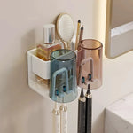 porte brosses dents cosmétiques transparent blanc gris moderne pratique adhésif salon brosses flacons tasses