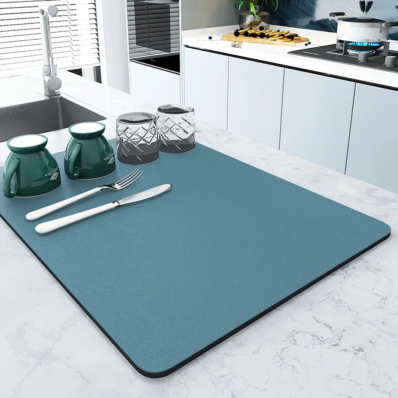 tapis cuisine moderne noir texture cuir absorbant rapide 20x30cm 30x40cm 40x50cm respectueux environnement