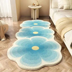 tapis acrylique fleurs stylisées moderne jaune bleu vert rose chambre maison prière décoratif salle
