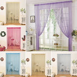 rideau porte transparent franges decoratif or violet rose moderne chambre