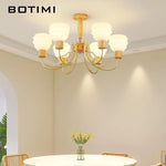 lustre moderne bois abat jour dépoli lumière douce chambre salon six lumières