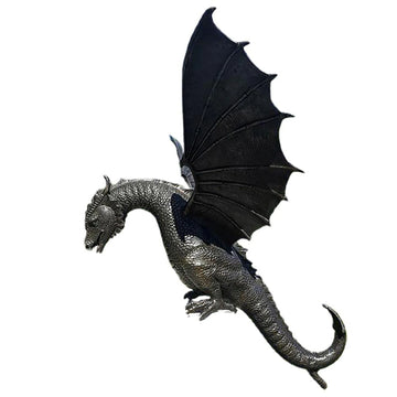 statue dragon résine détaillée jardin extérieur bronze écorce ailes veinées fantastique mythe
