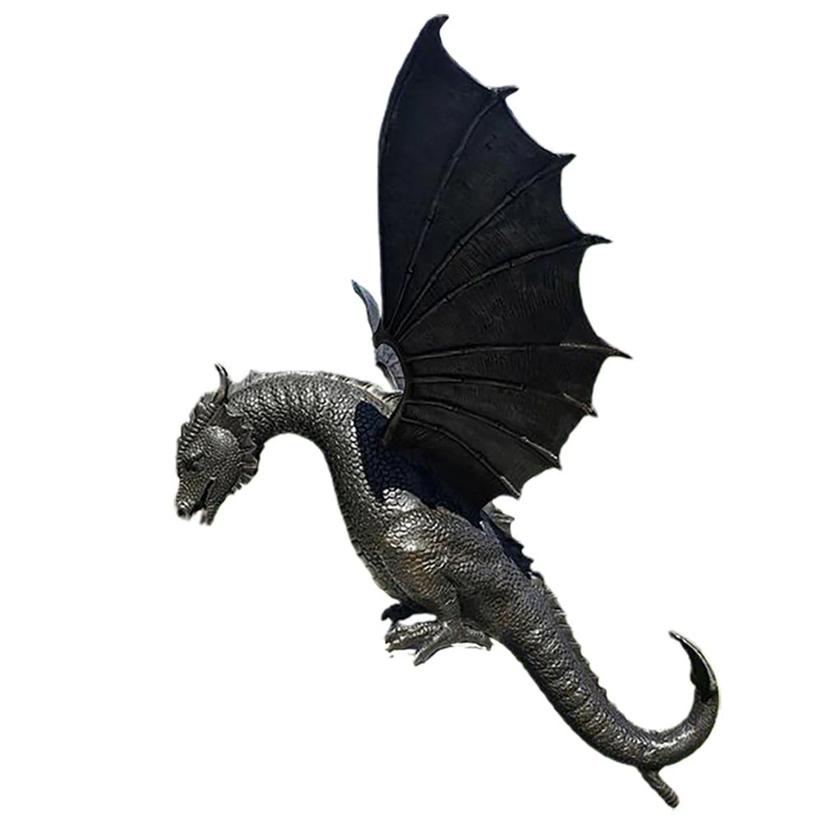 statue dragon résine détaillée jardin extérieur bronze écorce ailes veinées fantastique mythe