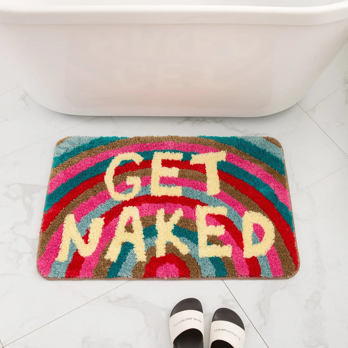 tapis bain antidérapant multicolore moderne lettres relief entrée sol bain adultes polypropylène polyester
