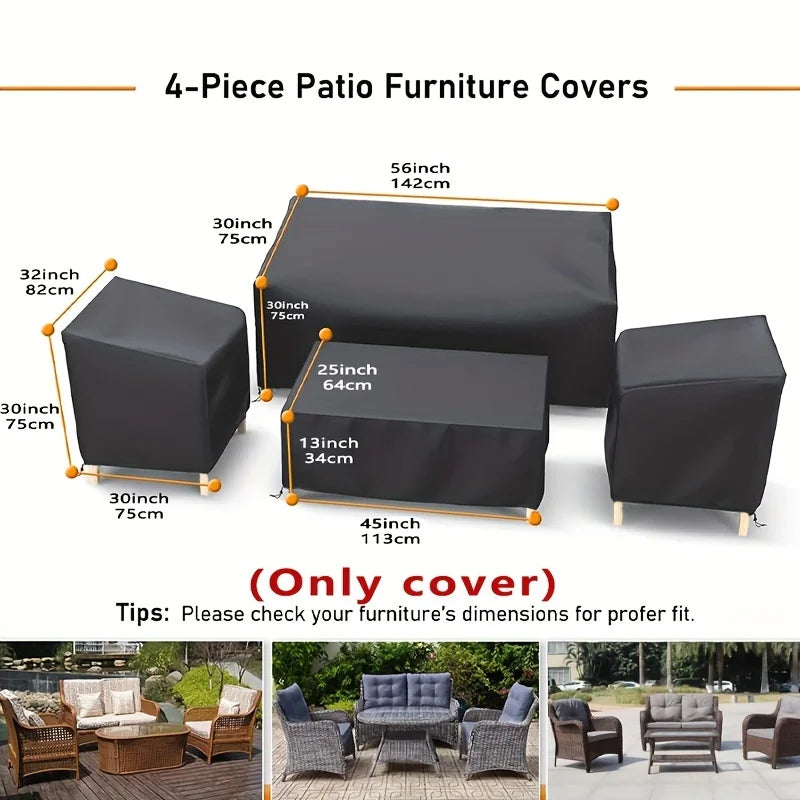 housses protection meubles patio noires modernes imperméables 56x30 25x30 13x45 cordon serrage