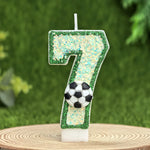bougies chiffres paillettes football anniversaire decoration verte blanche noire bleue thèmes sportifs numerotees opaque