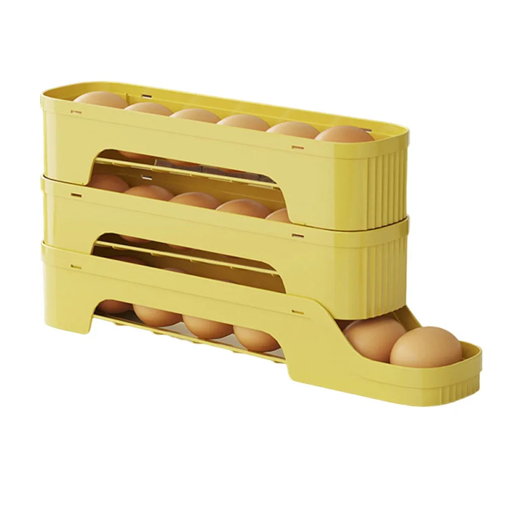 rangement d'oeufs porte réfrigérator vert jaune beige moderne pratique coulissant réutilisable transparent opacité