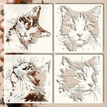 stencils peinture chat blanc marron bleu moderne abstraits lavables adhésifs bois mur journaux