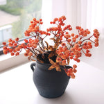 décoration intérieure bouquet artificiel feuilles baies rouge orange naturel rustique