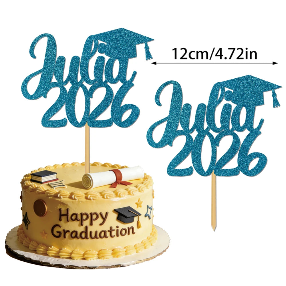 gâteau graduation personnalisable lettres motifs festifs diplômes livres étoiles blanc violet bleu doré rose