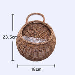 panier suspendu rotin osier jardinière murale fleurs artificielles décoration jardin rustique marron clair
