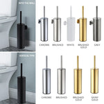 brosse wc inox fixe mur sol moderne chrome blanc or brushed gold