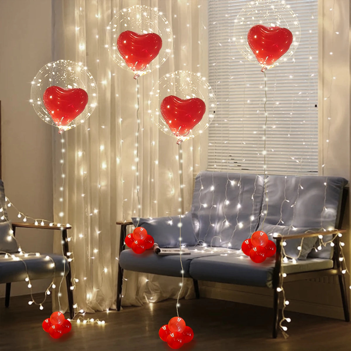 Guirlande lumineuse ballon rouge transparent décoration mariage