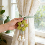boucles rideau fleurs brodées décoratives rose vert bleu jaune adhésif polyesters vintage