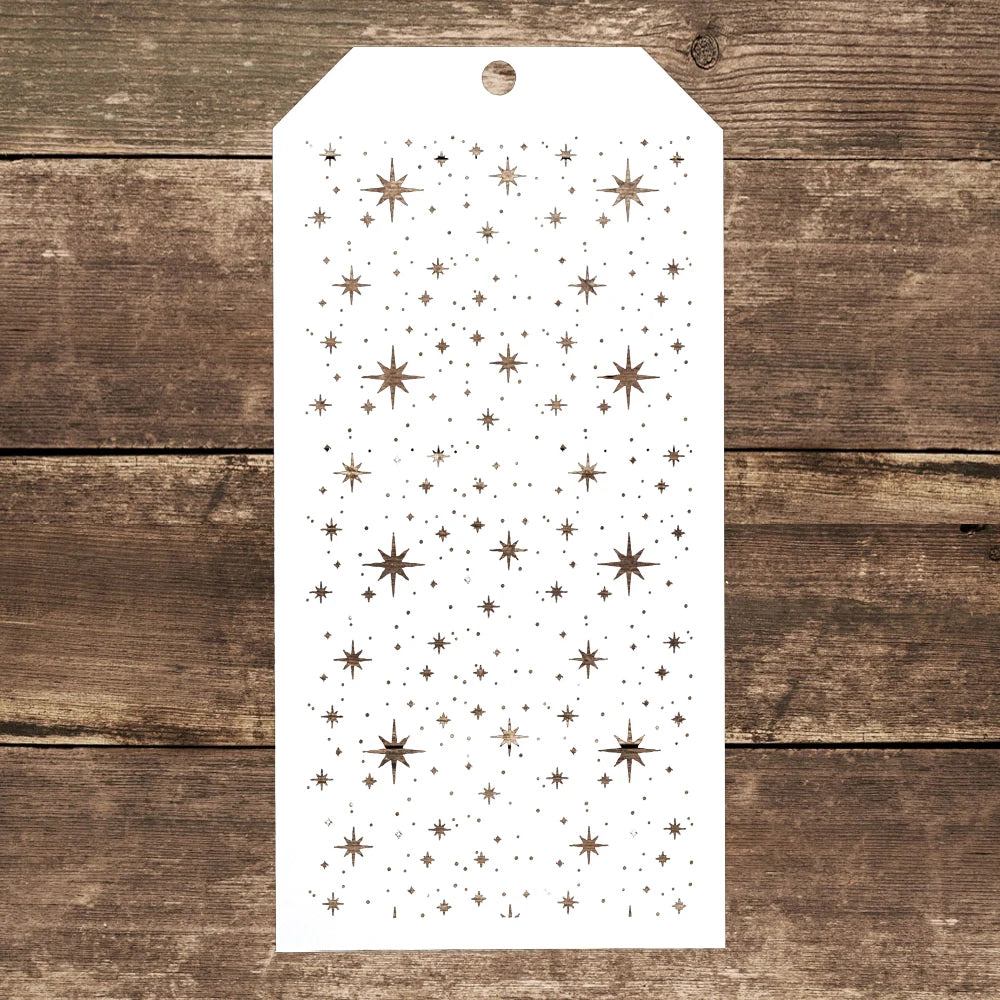 pochoir étoiles dorées blanc 12cm 24cm papier cartonné scrapbooking décoration carte album