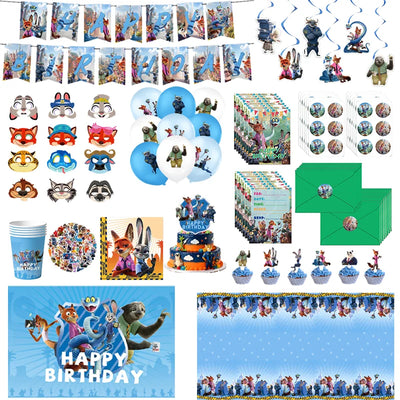Kit décoration anniversaire Zootopie avec vaisselle jetable