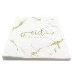 serviettes jetables festives eid mubarak motifs fleurs textes doré blanc İslam