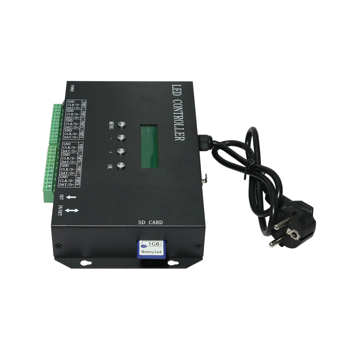 contrôleur led rgb ports noir industrielle carte sd câble alimentation boutons