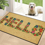 tapis d'entrée moderne fleurs colorées welcome chill out antidérapant résistant décoloration polyester