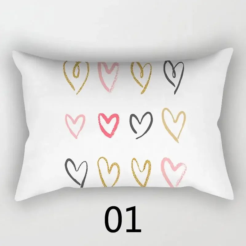 taie d'oreiller rectangulaire 30x50cm housse coussin décoration moderne motif abstrait coton polyester