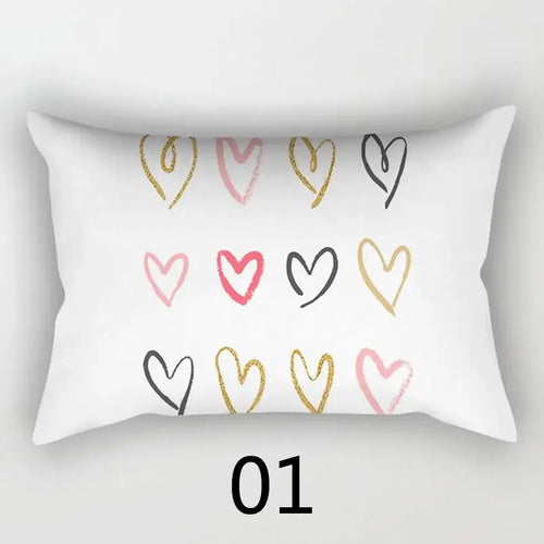 taie d'oreiller rectangulaire 30x50cm housse coussin décoration moderne motif abstrait coton polyester