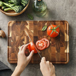 planches découper bois acacia couteaux légumes herbes rustique cuisine basaltique respectueux environnement