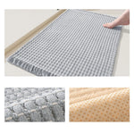 tapis bain microfibre moderne franges beige gris absorbant respectueux environnement