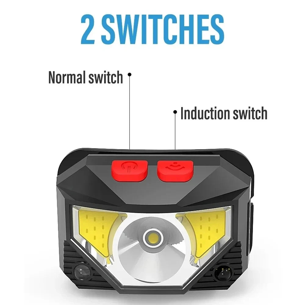 lampe frontale led rechargeable étanche camping chasse pêche travail noir rouge contrôle usb