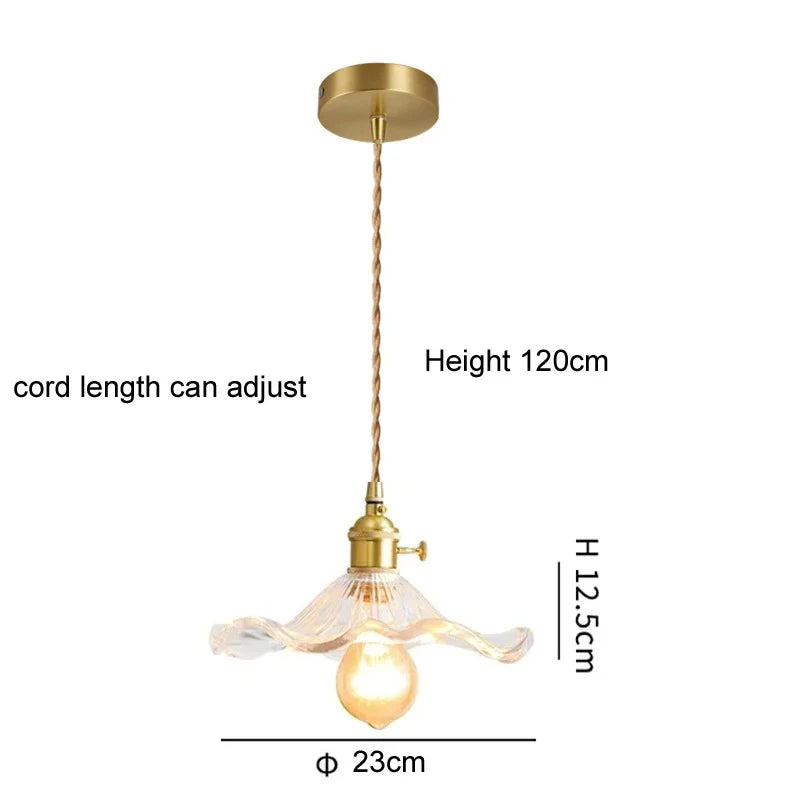 lustre suspendu vintage verre coloré tulipe filaments ampoule salon chambre