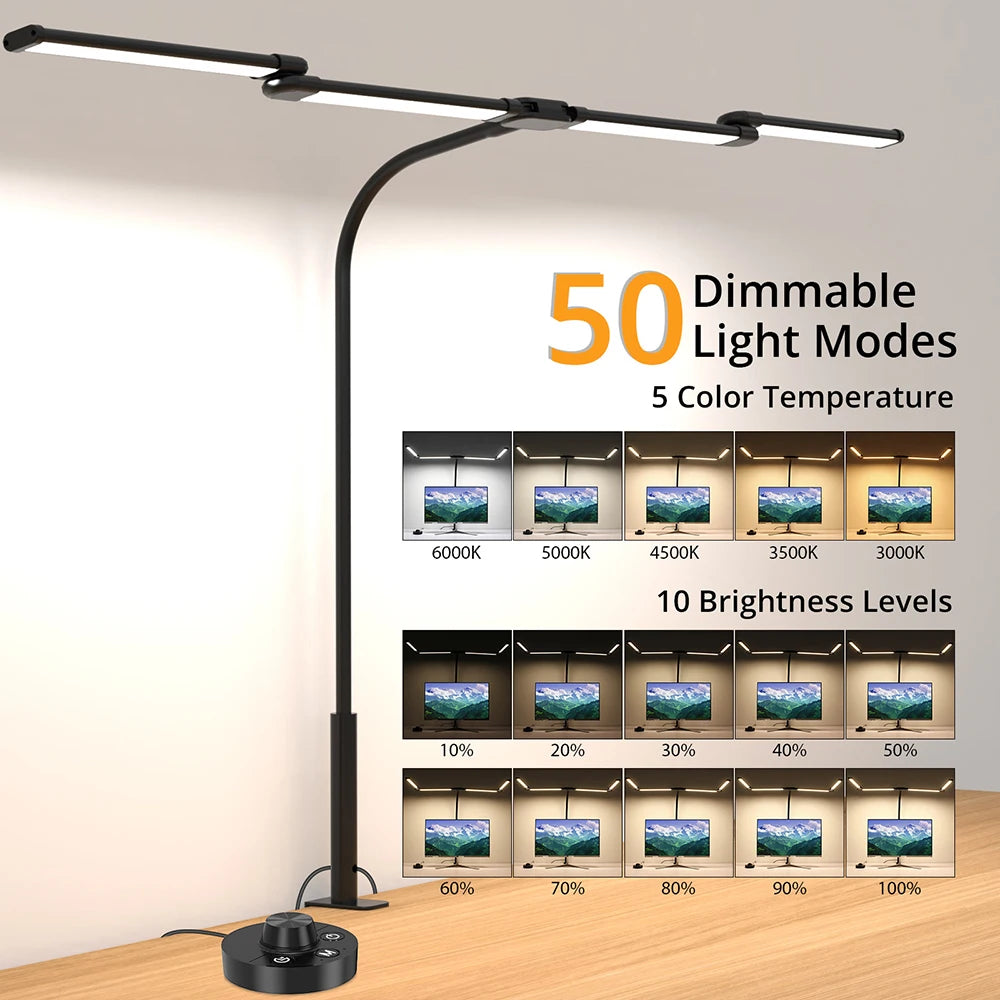 Lampe LED moderne noire pince étau 24W gradation continue ABS aluminium