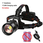 lampe frontale led rechargeable camping chasse pêche ceinture ajustable mode zoom réglage luminosité moderne