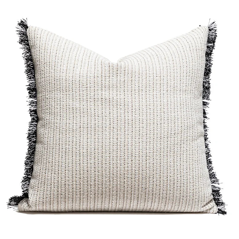 coussin géométrique laine coton contemporain beige gris noir décoratif sofa lit voiture