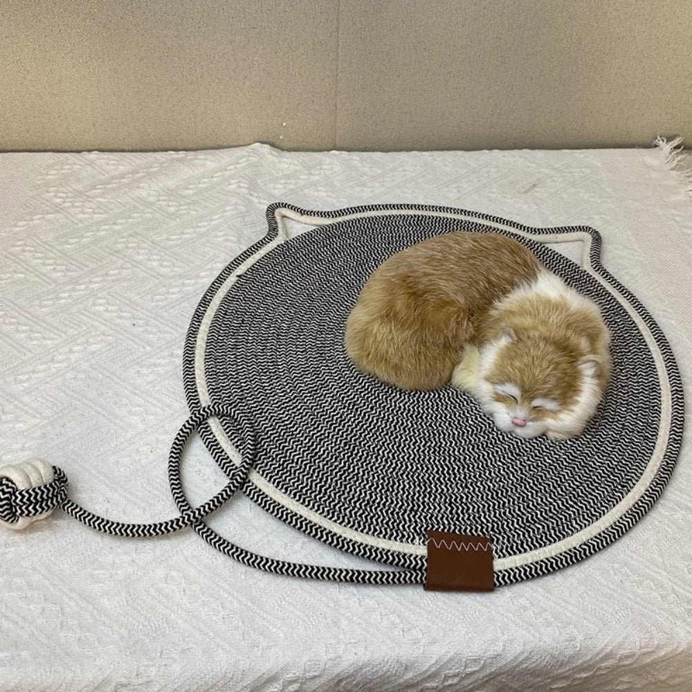 tapis grattage chats blanc vert clair motifs géométriques moderne durable lavable
