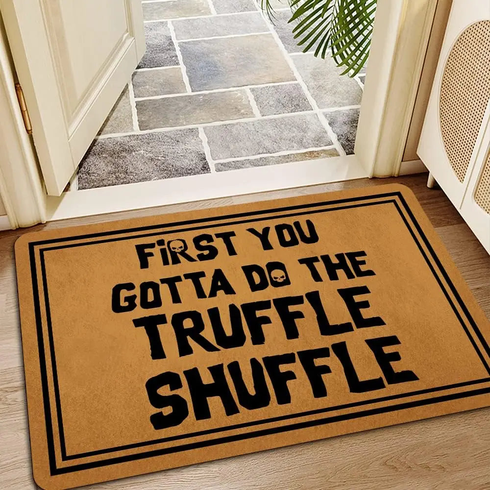 tapis d'entrée imperméable antidérapant résistant antibactérien marron lettres noires bordure adhésive intérieur extérieur