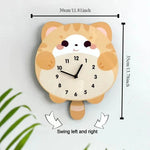 horloge murale balancière chaton mignon cartoon salon chambre quartz orange blanc gris