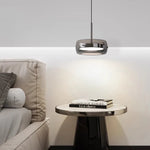 suspension lumineuse moderne transparente argentée lisse minimaliste pendentif chaîne métallique led dimmable