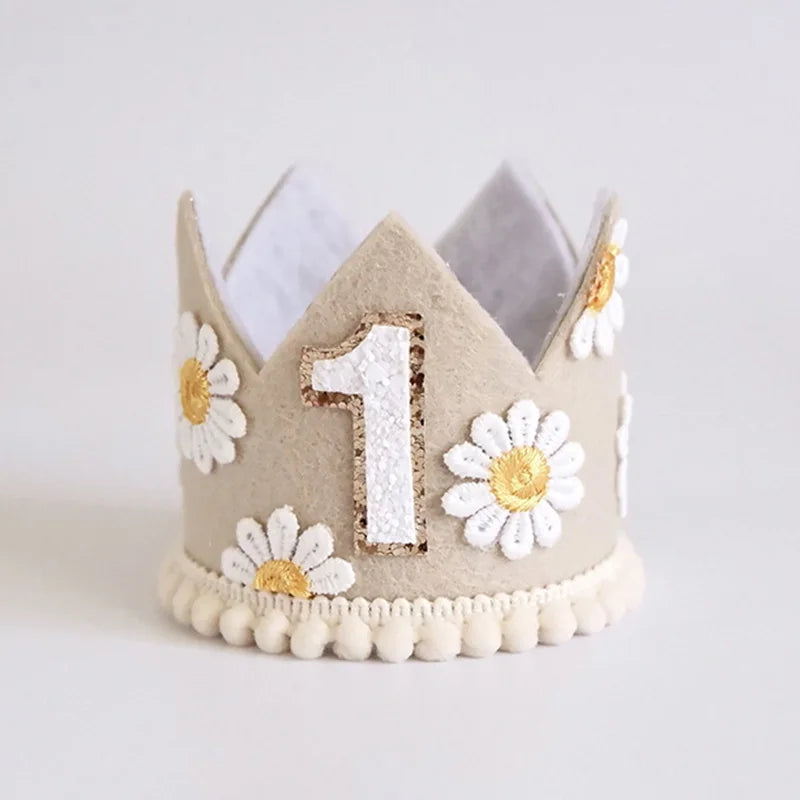 couronne enfant anniversaire 1ère année rose clair fleurs doré photo décoration bébé fête