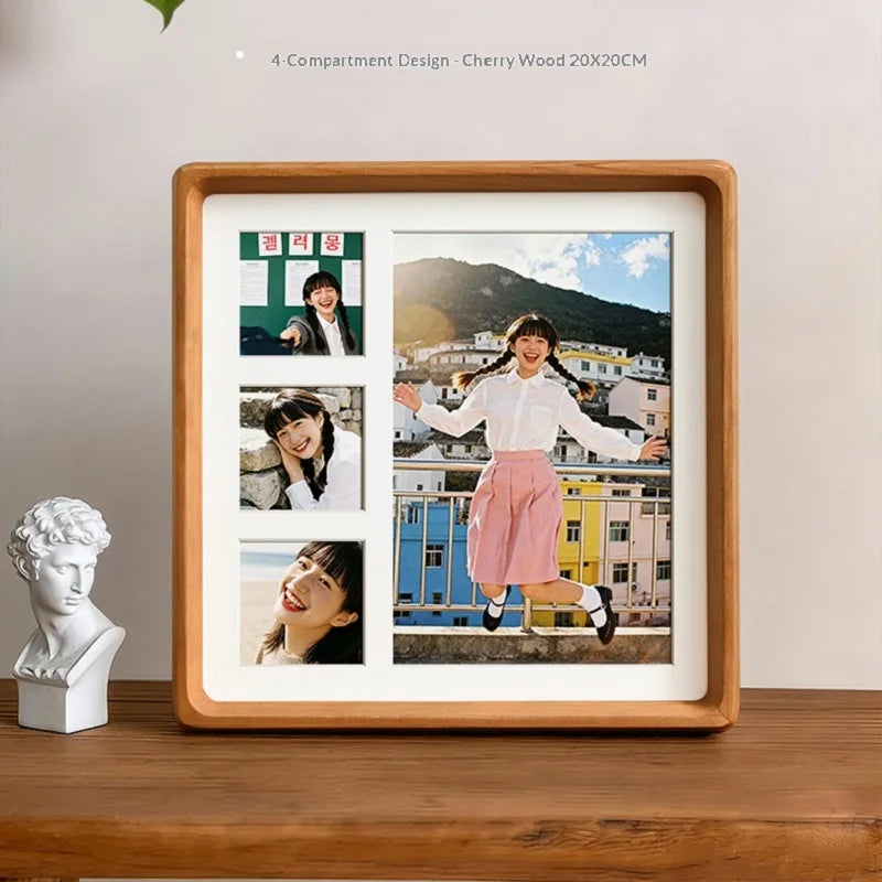 cadre photo bois clair moderne compartiments compartiments compartiments decoration intérieure souvenirs mariage portraits famille