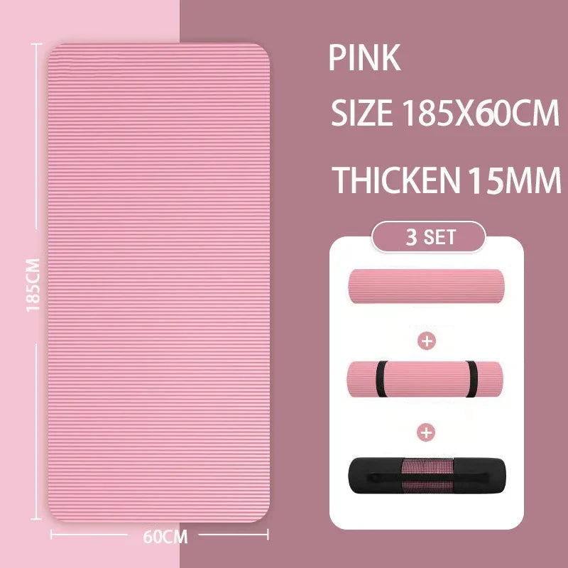 tapis yoga extra épais antidérapant noir rayures horizontales moderne cardio yoga étirements maison