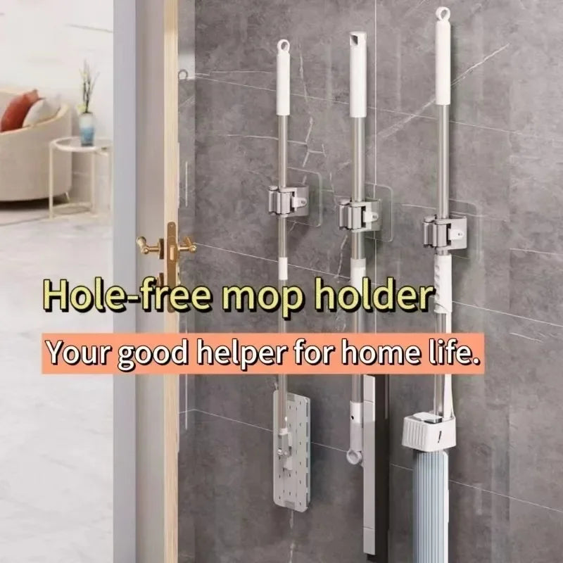 porte balai adhésif multifonctionnel blanc gris moderne support mur