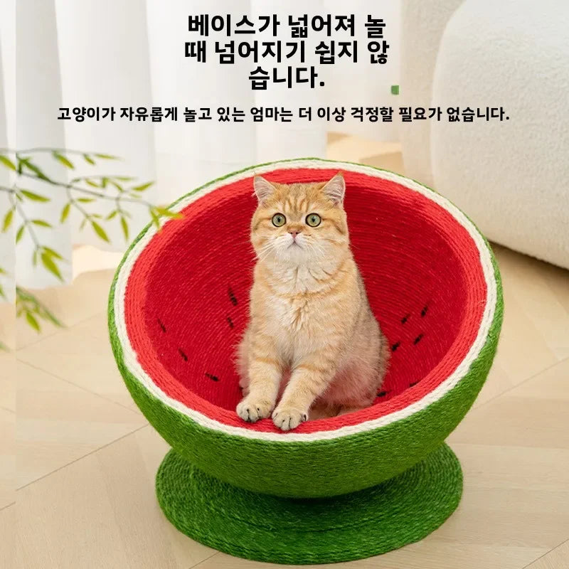 lit chat forme pastèque vert rouge texture graines escalade jouet original ludique