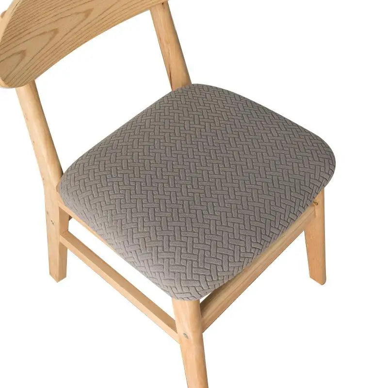 housse chaise moderne tissu géométrique polyester coton gris bois naturel