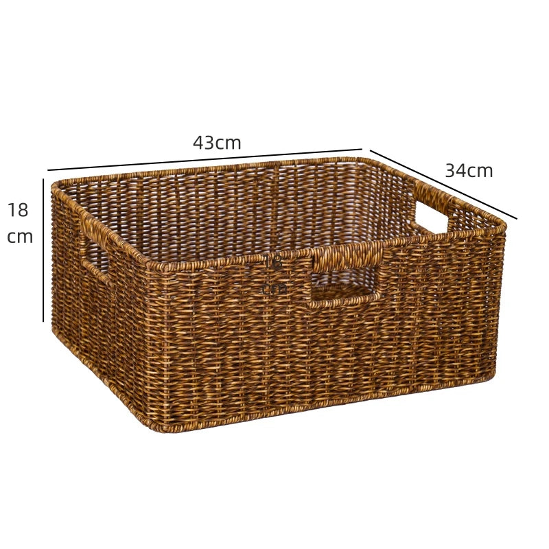 panier rangement rotin marron clair rustique salle bain salon