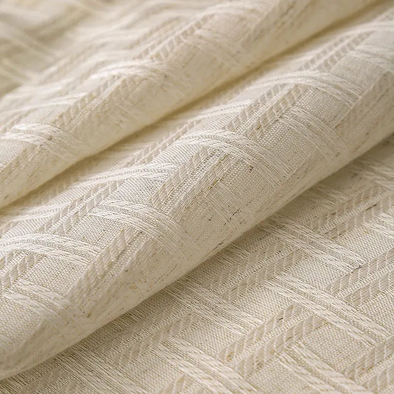 nappe tissée géométrique blanche crème tasselée classique maison événement festif