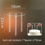 support gâteau transparent clips moderne stand plastique sans motif paille spacings rond