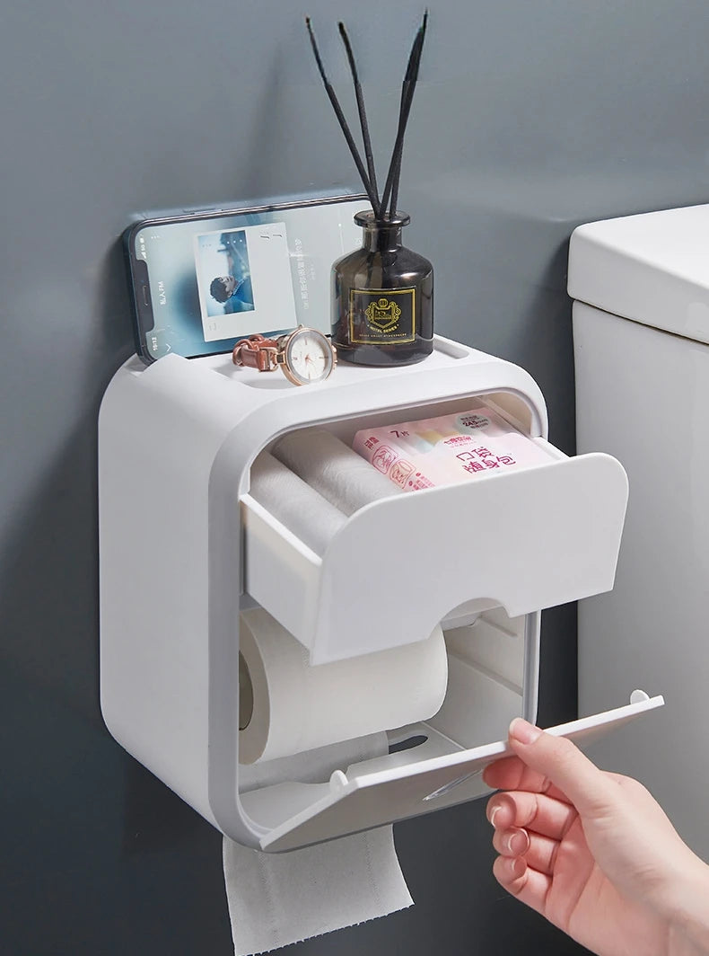 distributeur papier toilette mural adhésif moderne minimaliste blanc beige texture striée