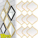 miroirs adhésifs géométriques modernes noirs dorés salle bain couloir décoration brillante ornementnels autoadhésifs