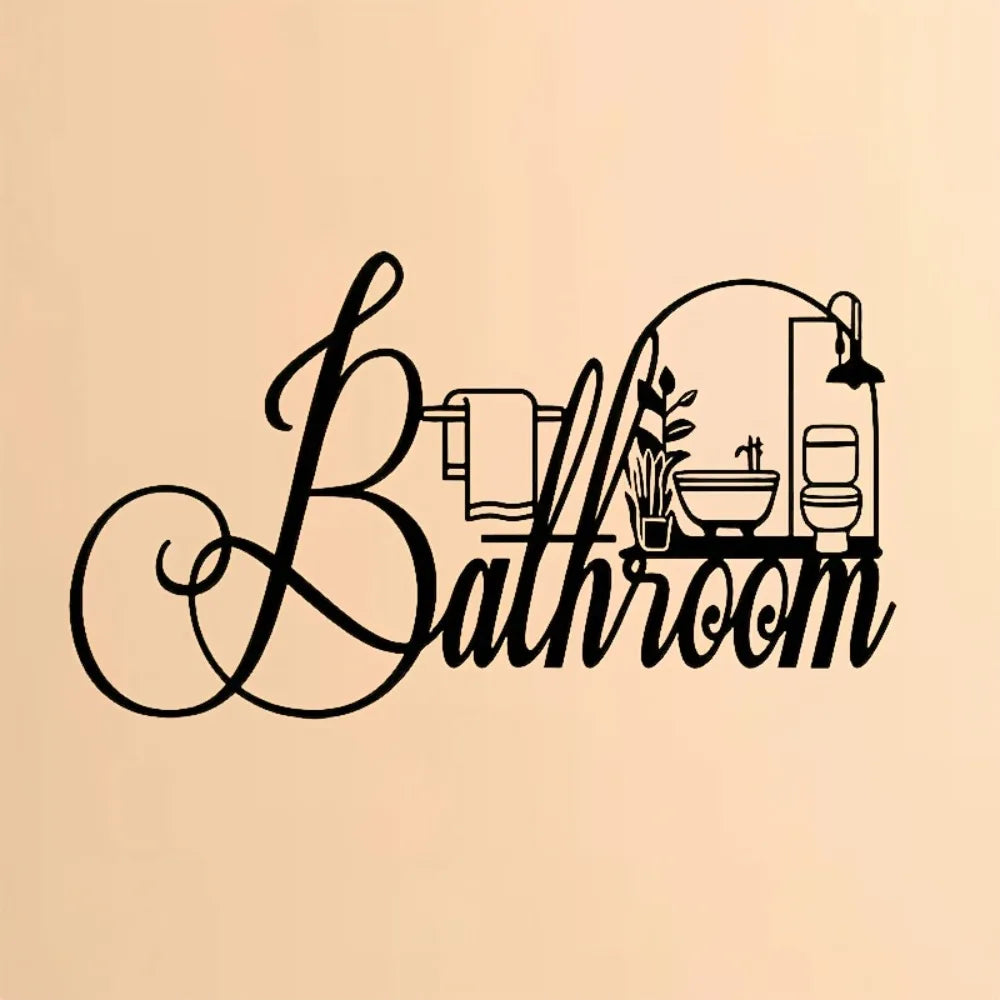 décoration murale moderne salle bain baignoire serviette plante autocollant noir minimaliste graphique chambre