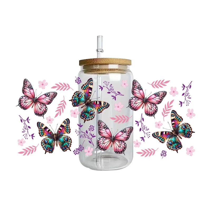 autocollants papillons fleurs tasse imperméable adhésif floral transparent amerique bricolage