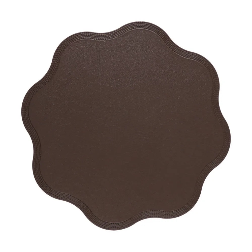 placemat moderne bleu rose gris élégant bords dentelés bord assiette fourchette couteau resistant